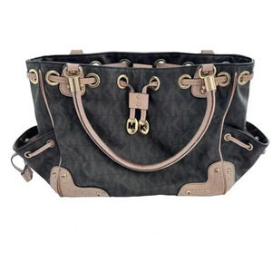 Michael Kors Brown/Beige Monogram Coated Canvas and Leather Drawstring Bag